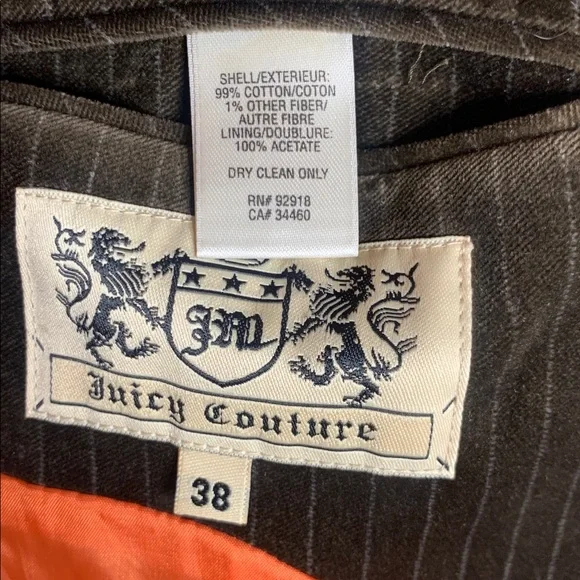 RARE vintage y2k Juicy Couture pinstriped   Velvet Blazer size 38 - Picture 7 of 11